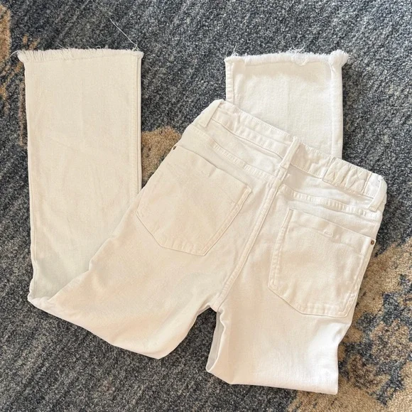 Zara White Denim Pants with Gold Button - Picture 3 of 4